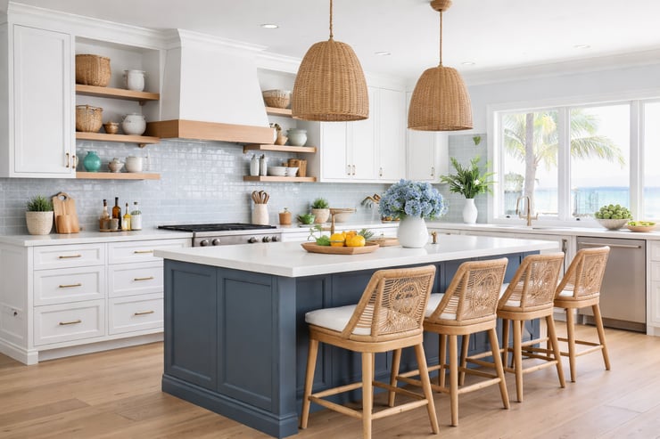 Tradditional Blue Coastal Kitchen