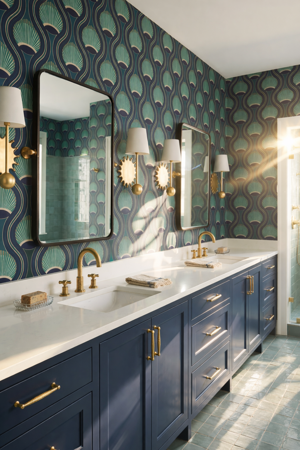 Teal Art Deco Modern Lighting